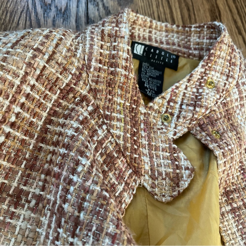Carole Little Lightweight Tweed Jacket in Browns and Metallic Gold ✨ (P/S)